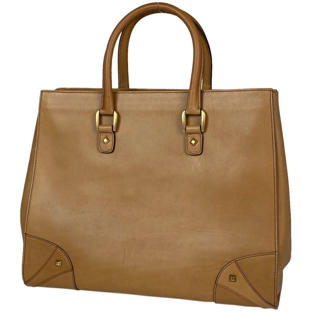 Gucci logo handbag tote bag leather brown